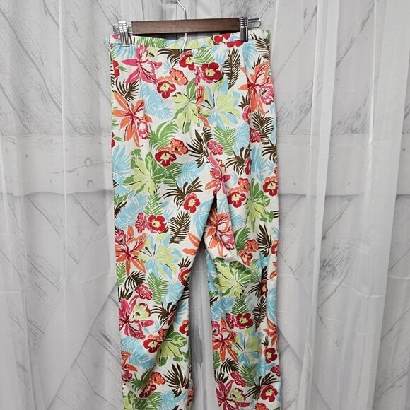 Brooks Brothers 346 Green Tropical Straight Leg Cotton Cigarette Pants Size 6 - Picture 7 of 10